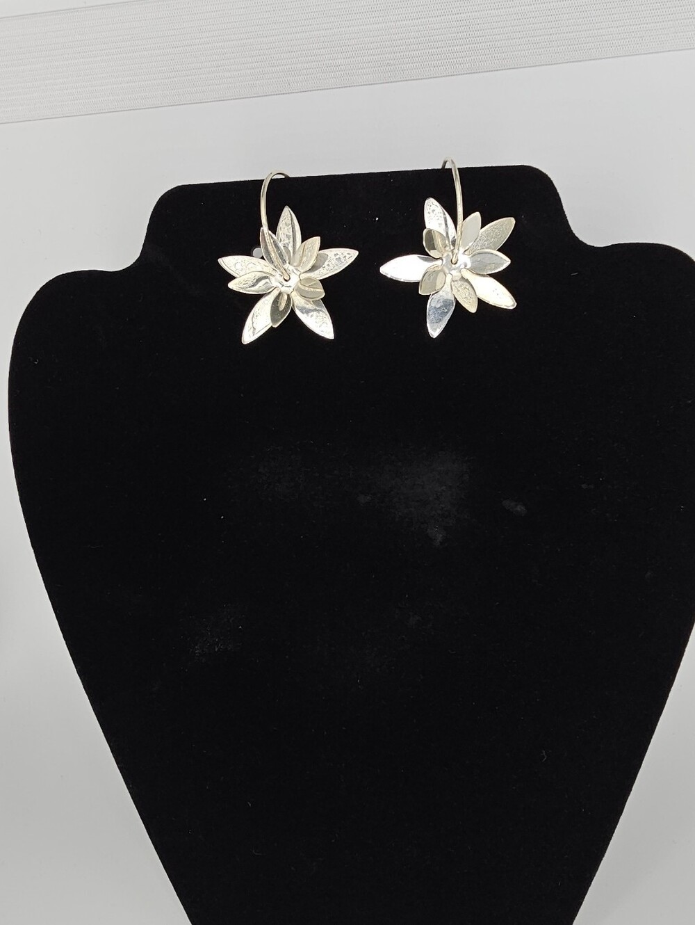 Delicate Sterling Silver Flower Hoop Earrings - Free Moving